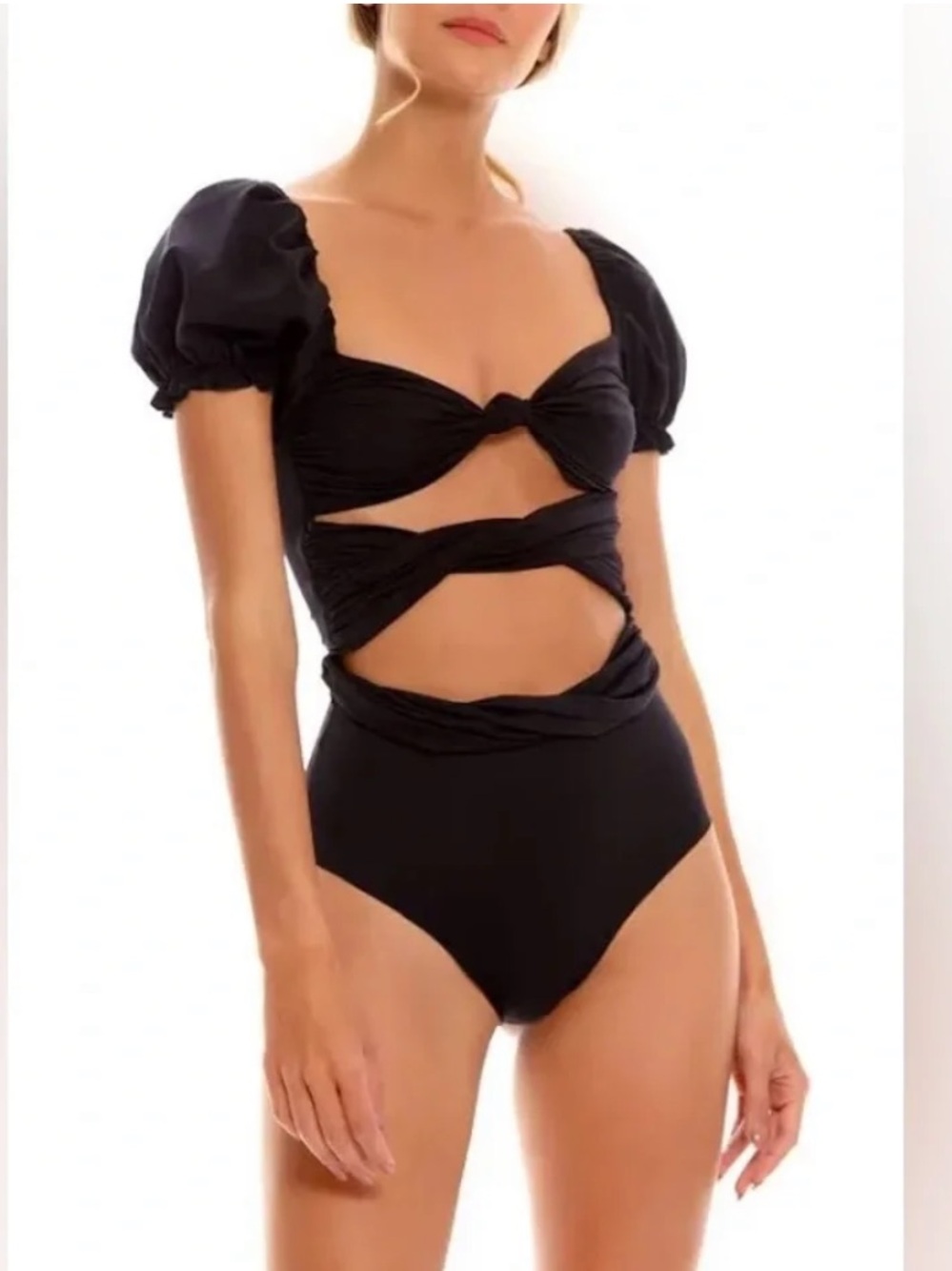 Aqua Bendita Oria Puff Sleeve One Piece Swimsuit